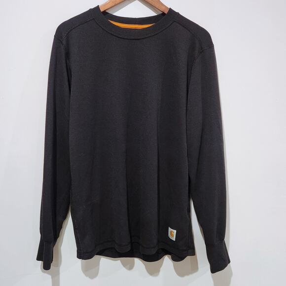 Carharrt Mens Black Baseforce Cold Weather Crewneck Top Size Large Workwear - Picture 1 of 12